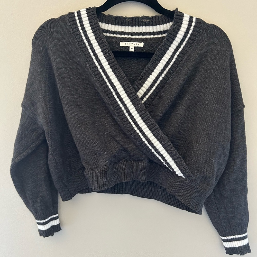 The Lindale Distressed Detail Sweater in Charcoal - Picture 2 of 3